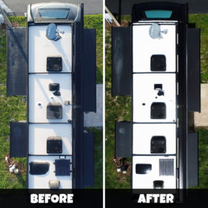 Square Winnebago aerial before and after